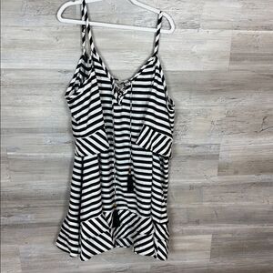 Torrid Black and White Striped High Low Dress